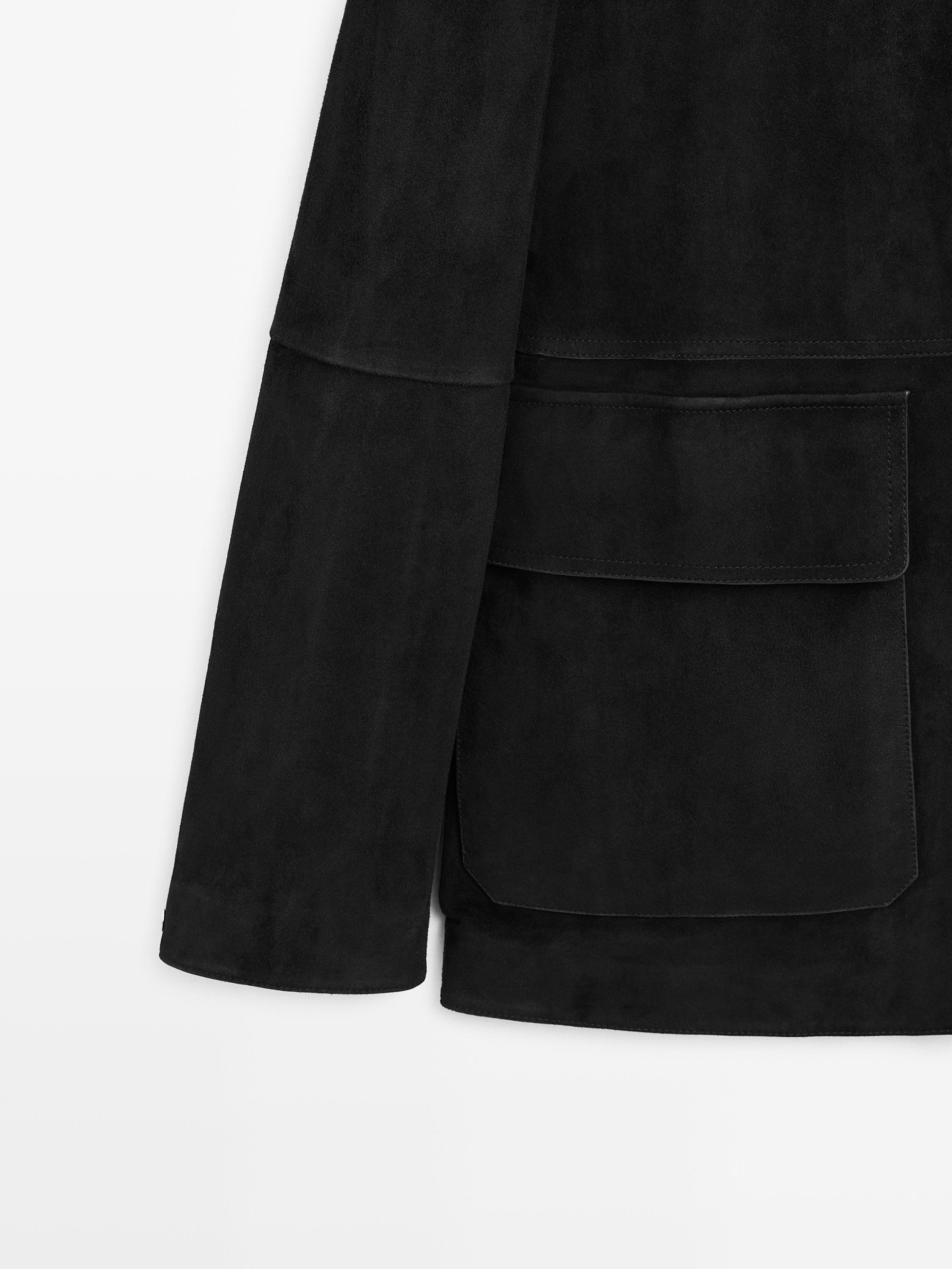 Jacket with suede pockets detail